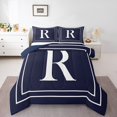 thumbnail image 2 of Erosebridal Initial R Letter Bedding Sets King with Comforter, Navy Comforter Sets King Size, Chic Monogrammed Reversible Down Comforter, Microfiber Room Decor, 3 Pieces, 2 of 8