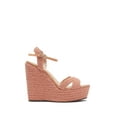 thumbnail image 3 of Schutz Hinata Nude Suede Wedge Platform Toasted Nut Nude Platform Wedge Sandal (Toasted Nut, 5), 3 of 5