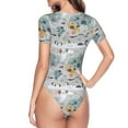 thumbnail image 4 of Easygdp The World Map with Cartoon Animals Women's One-Piece Swimsuit Slim Fit Crew Neck Bodysuit Athletic Swimwear with Concealed Buckle - Medium, 4 of 9