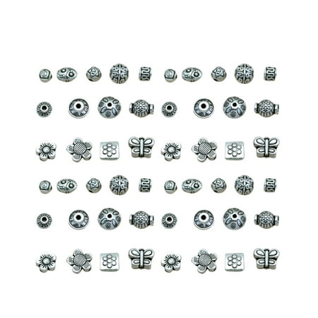

65pcs Vintage Small Tibetan Silver Alloy Spacer Beads Mixed Pendants Beads Charms for Jewelry Making Art Craft (Silver Mixed Style)