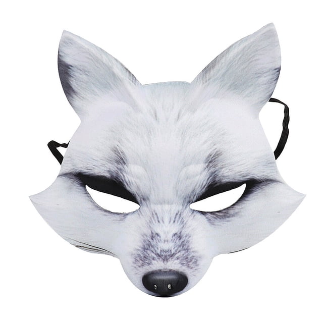 KAKOWELY Máscara de media cara, disfraz de EVA, máscara de animal, accesorio para disfraz de cosplay, para Halloween, carnaval, mascarada (blanco)