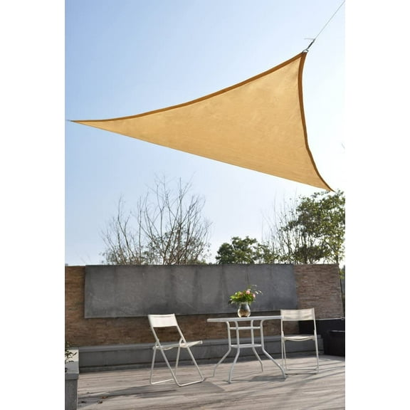 Triangle Sun Shade Sail (10x10x10') for UV Ray Cover for Outdoor Deck Pool (Desert Sand Yellow)