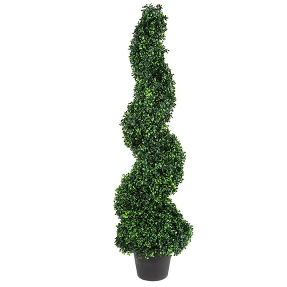 Pure Garden Faux Tree - 50-Inch Spiral Boxwood Plant for Indoors and Out