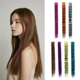 thumbnail image 2 of Feather Hair Extensions Colorful Fake Hair Clip In One Hairpiece, 2 of 8