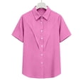 thumbnail image 6 of Women's Loose Fit Short Sleeve Button Down Tunic Top for Summer, 6 of 7