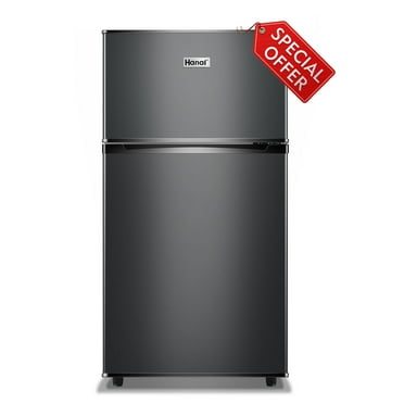 WANAI 2 Door Mini Fridge 3.5Cu.ft with Freezer,Apartment Size Refrigerator,Dark Grey,New