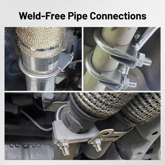 2PCS 2.5 Inch U Bolt Exhaust Clamp, Stainless Steel Muffler Clamp, Saddle Style Pipe Connector, Heavy Duty
