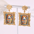 thumbnail image 3 of Beautiful Matryoshka Doll Earrings – Vintage Russian Art-Inspired Statement in Gold Tone, 3 of 3