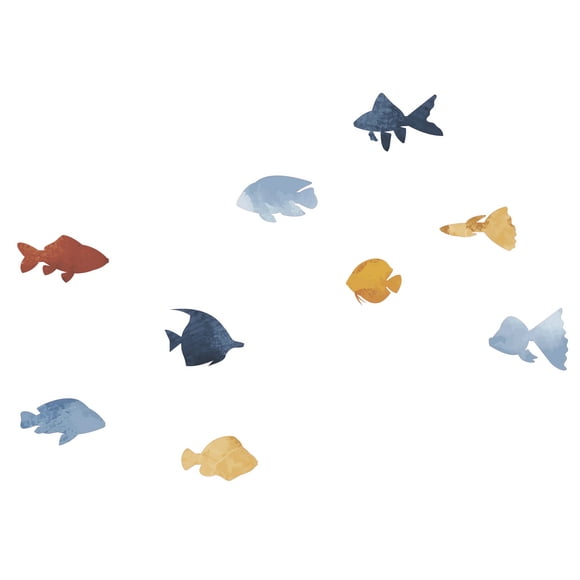 Kids Bedroom Bathroom Nursery Vinyl Decoration Multicolored Aquatic Sea Ocean Animals Design Removable Wall Decal - 18" x 28" Marine Fishes Under The Sea Themed Watercolor Art Wall Dcor Sticker