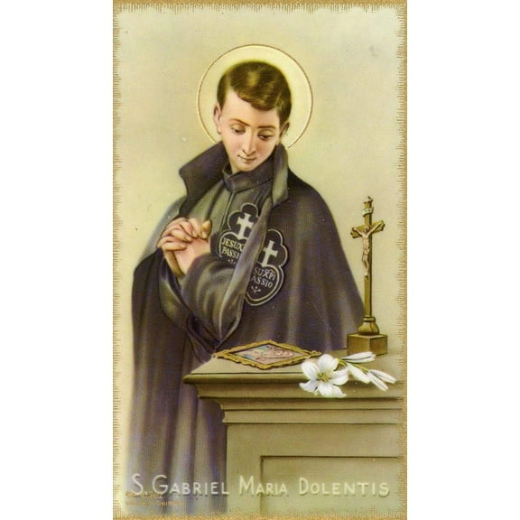 St. Gabriel of Our Lady of Sorrows holy card - laminated - Pack of 25