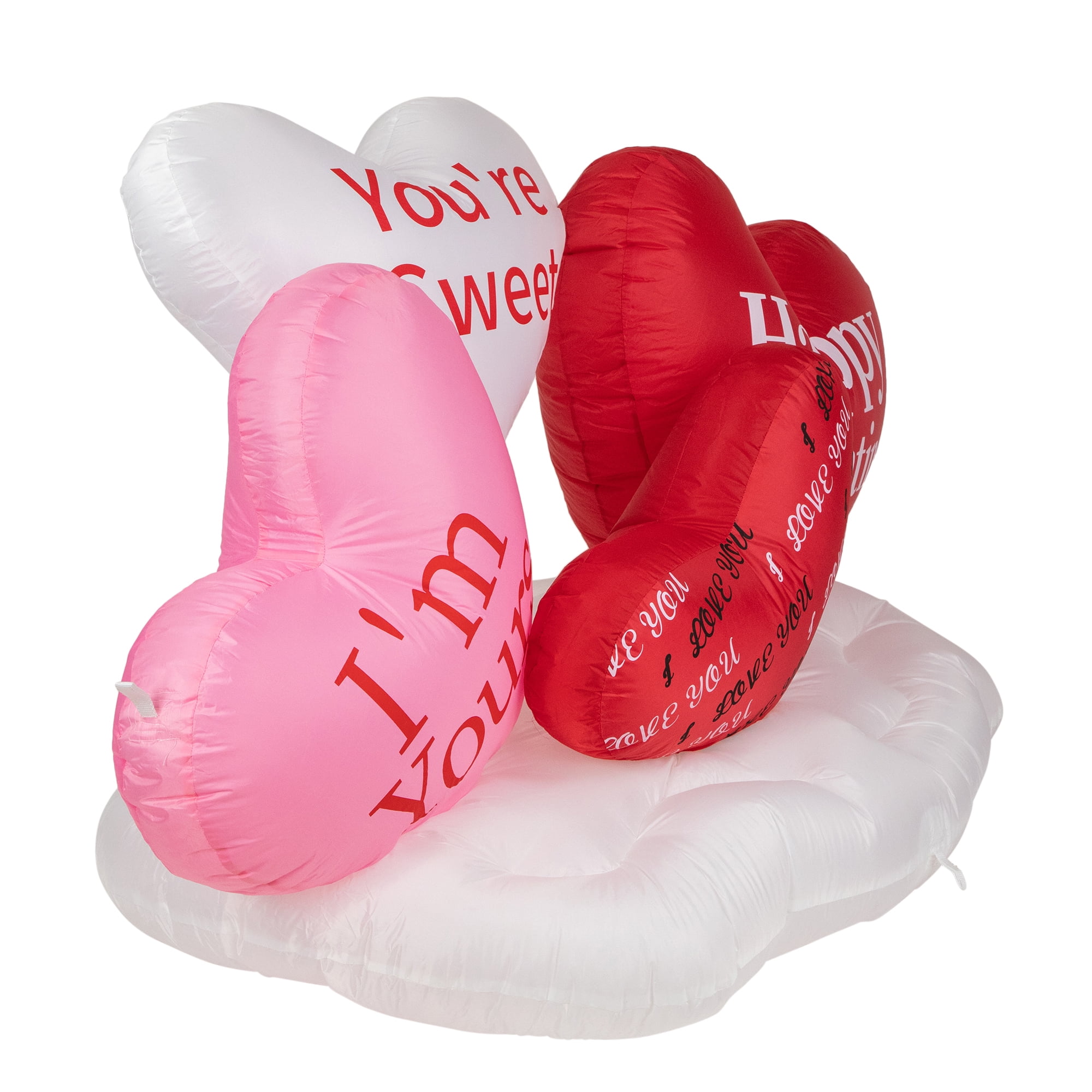 Northlight Lighted Valentine's Day Conversation Hearts Yard Inflatable, 38"