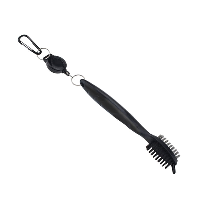 Golf Club Groove Brush Portable Double Sided Golf Putter Wedge Brush Retractable Keychain Design, Black Workhe