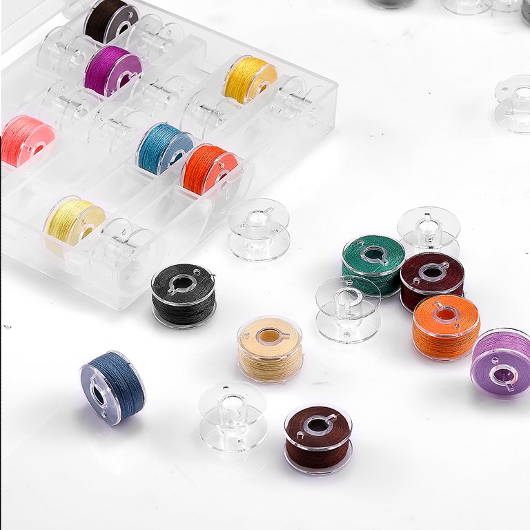 25pcs EEEkit Transparent Plastic Sewing Machine Bobbins Spools with Case  Fit for Brother Singer Babylock Janome Kenmore 