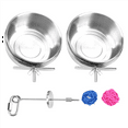 thumbnail image 3 of 2 x bird parrot feeding cups with clamps 1 x bird food holder 2 x rattan balls-As shown in color, 3 of 8