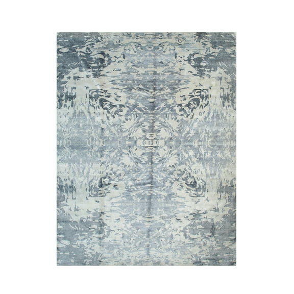 EORC Ivory Hand Knotted Viscose Classic Modern Rug, 9'1 x 12'5