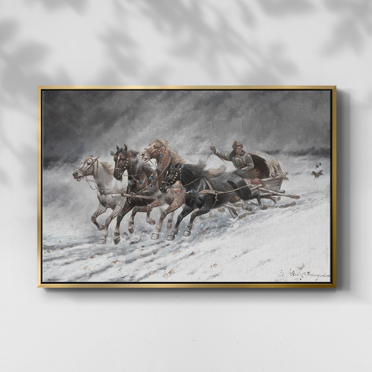 Vintage Animal Print-XXVI By Wexford Home Framed in Gold Wood Gallery Wrapped Canvas 27 in. x 41 in.