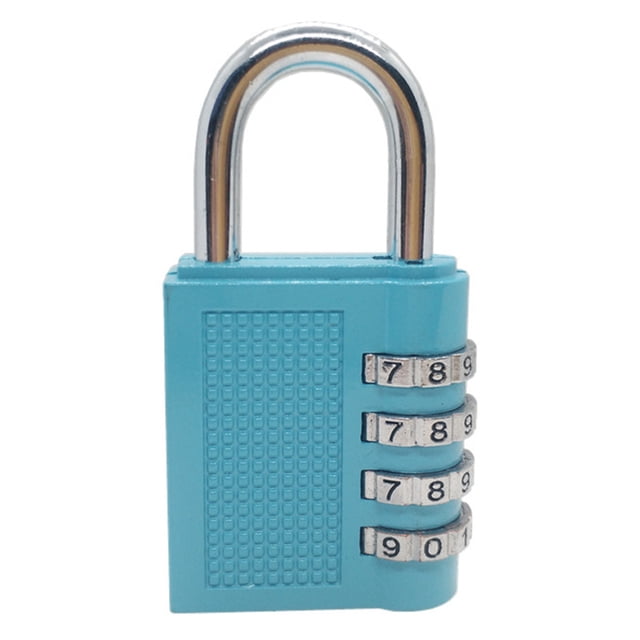 Combination Padlock 4 Dial Keyless Anti Theft Zinc Alloy Universal for Luggage Cases GYM LockerSky Blue
