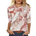 thumbnail image 1 of Tops de Manga 3/4 para Mujeres Impreso Cuello Redondo Top de Moda Casual para el Hogar Y el Uso Diario, 1 of 5