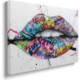 thumbnail image 1 of Lips Graffiti Canvas Wall Art Poster Prints Colorful Picture Artwork Sexy Lips Wall Decor for Bedroom Living Room Office Decoration - 12x18 Inch, 1 of 6