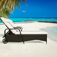 thumbnail image 3 of Gymax Lot de 2 Chaises Longues d'Extérieur en Osier Rembourrées avec Roues, Dossier Réglable, 3 of 10