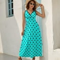 thumbnail image 6 of Turquoise black polka dot Sleeveless Dress luxury evening dresses for women Evening gown, 6 of 6