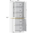 thumbnail image 6 of SELOOYE Kitchen Pantry Cabinet, 71" Modern Glass Display Cabinet with Wood Doors, Tall Storage Cabinet with Adjustable Shelves, Freestanding Cupboard for Living Room, Dining Room, Kitchen, White, 6 of 7