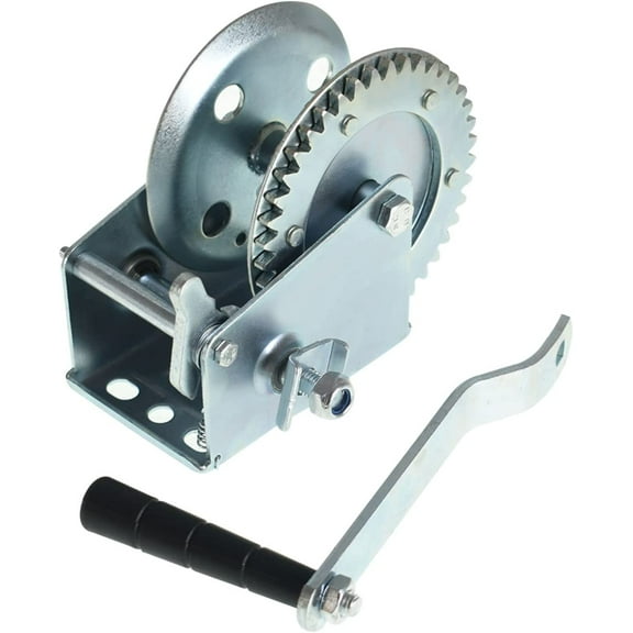 waltyotur 1100 lb Hand Winch, Hand Crank Pulley Winch Ratchet Manual Winch, Two Way Ratchetfor Boat Trailer Winch (Silver)