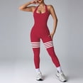thumbnail image 6 of larppty Womens Workout Seamless Jumpsuit Spring Summer Fashion Hip Lift Peach Hip Shap Backless Yoga Jumpsuit Romper Outfits（Red， M）, 6 of 7