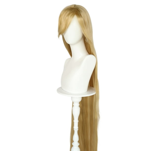 Peluca de cosplay con pelo sintético de Rapunzel, 160 cm, para fiesta de Halloween