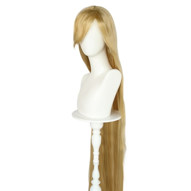 Peluca de cosplay con pelo sintético de Rapunzel, 160 cm, para fiesta de Halloween