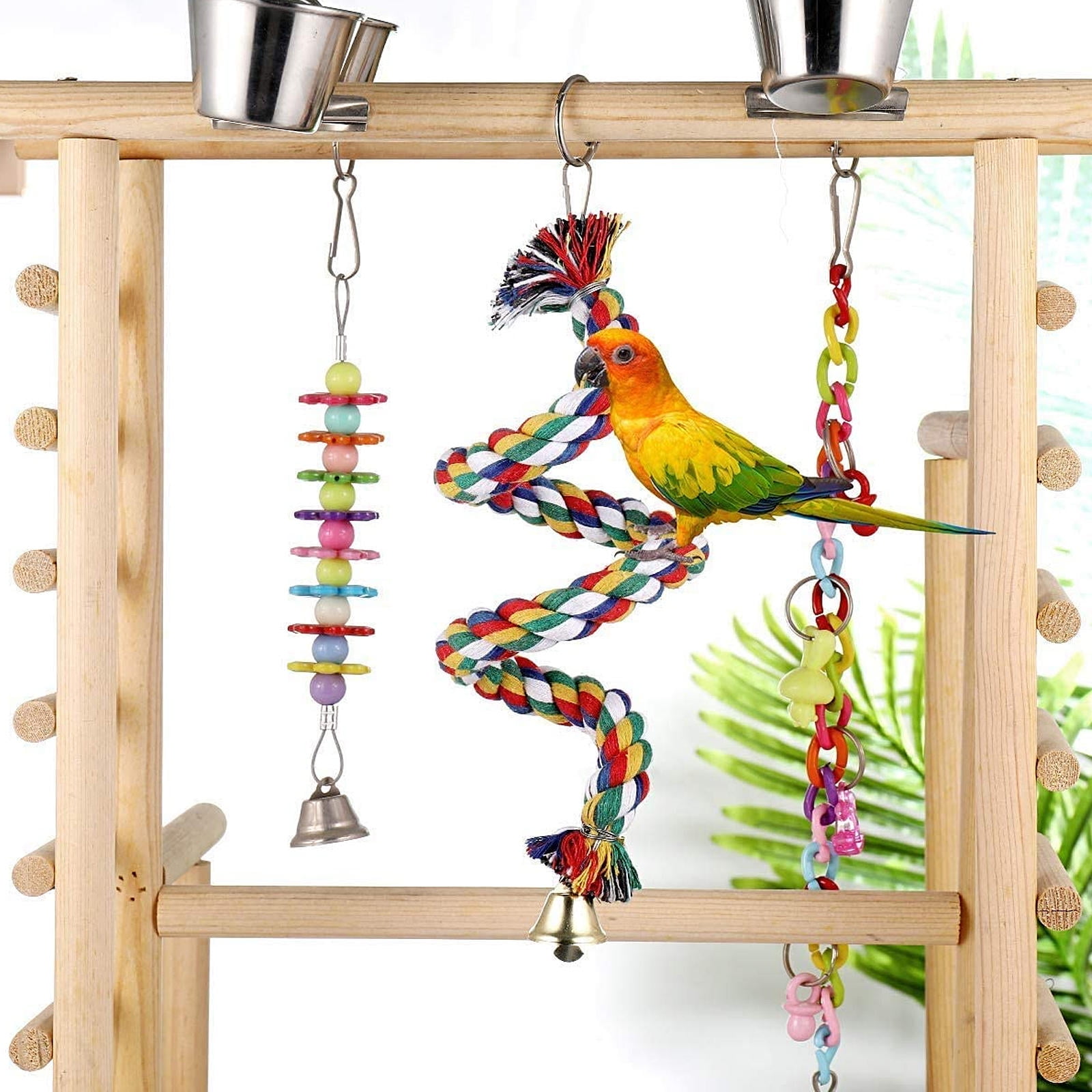 FOMIYES 2-Pack Parrot Perch Stand with Cotton Rope, Bird Supplies for Pet Owners and Parrot Accessories