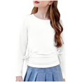 thumbnail image 3 of SNKSDGM Girls T Shirts for Girls 7-8 Shirts for Girls 12-14 Trendy Children Kids Girls Long Sleeve Crew Neck Ruched Knot Side T Shirt Top Casual Loose Tee Shirt Blouse 13-14 Years, 3 of 8