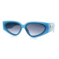 thumbnail image 4 of Womens Diva Narrow Triangular Thick Temple Plastic Fashion Sunglasses Blue Green - Smoke, 4 of 8