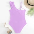 thumbnail image 6 of SSCMYXG Girls Ruched 1 Piece Bathing Suit, Single Shoulder Ruffle Swimsuit, Kids Swimwear for 8-16Y Summer Vacation Purple 8-9 Years, 6 of 6