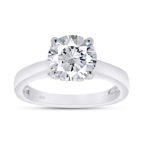 White Lab Created Moissanite Diamond Solitaire Engagement Wedding Ring In 14K White Gold Plated Sterling Silver(G-H Color,1.50 Cttw)-4