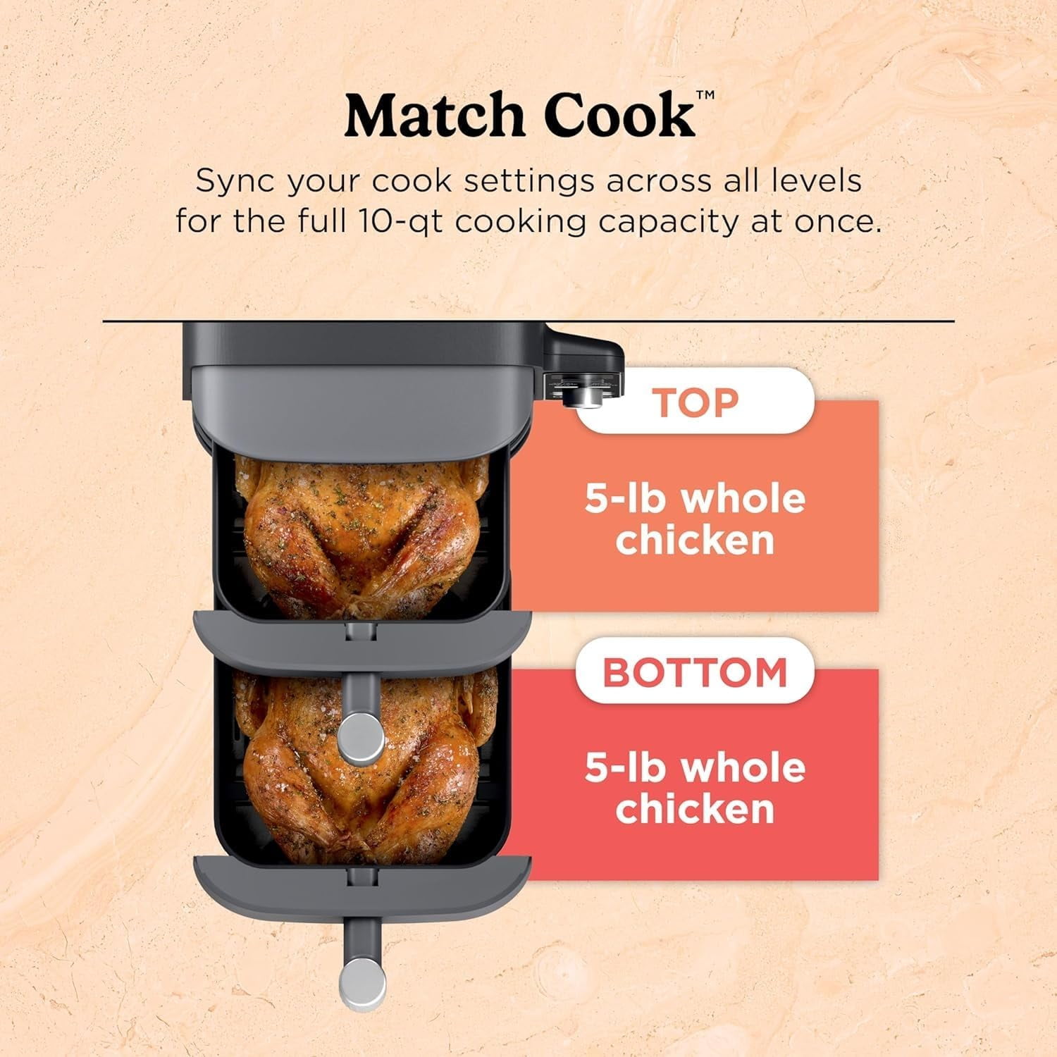 Restored Ninja SL401 DoubleStack XL 2-Basket Air Fryer, Cooks 4 Foods at Once, Compact Design, 10 QT, 6-in-1,  Easy Meals, Easy Clean,Grey (Certified) (Refurbished)