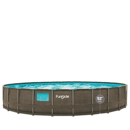 Funsicle 26 ft Round Oasis Designer Pool  Crystal Vue Above Ground Metal Frame Swimming Pool  Age 6 & up