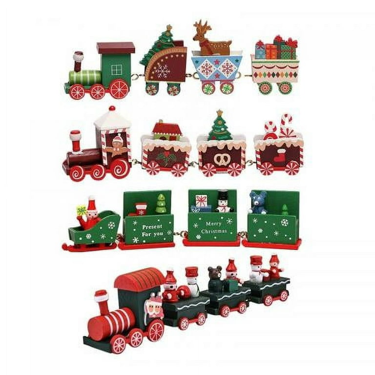 Christmas Train Painted Wooden Christmas Decoration Kid Gift Toys