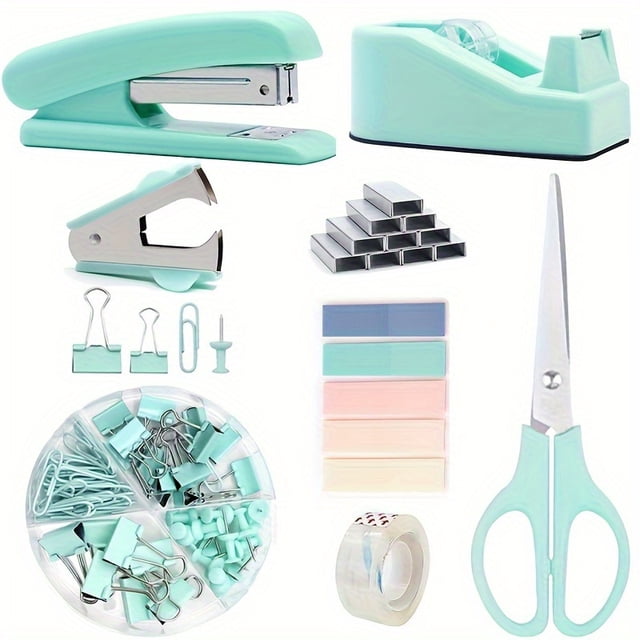 HLONK The Versatile 11pcs Student Stationery Set Includes a Stapler Tape Dispenser Pen Holder Scissors And Ruler Suitable for Use in Various Settings Such As The Workplace And School