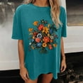 thumbnail image 5 of PNTUTB Women's Floral Pattern Short Sleeve Round Neck Drop Shoulder Sleeve T Shirt Comfortable Top, 5 of 6