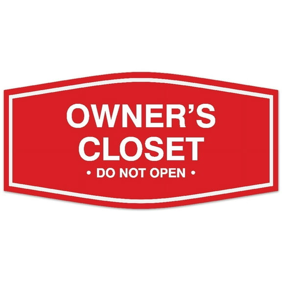 Signs ByLITA Fancy Owner's closet Sign - Laser-Engraved Lettering | Durable ABS Plastic | Vibrant Colors | Powerful Foam Tape Sign (Red) - Large
