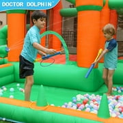 Doctor Dolphin Water Slide Inflatable Bounce House Kid Toddler Bouncer with Blower Large Water Park Waterslide for Wet and Dry