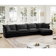 thumbnail image 3 of Luxurious Black Chenille L-Shape Sectional Sofa Couch, 4-Seater Deep Seat with Supple Armrests & 2 Big Pillows, Comfy Living Room Furniture, Easy Assembly, 3 of 21