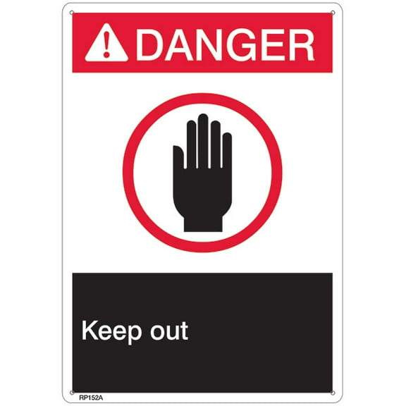 ANSI Z535 Rigid Plastic "Danger Keep Out" Sign, 7" x 10" (36 Units)