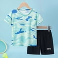 thumbnail image 2 of TOWED22 Toddler Baby Boy Summer Clothes Short Sleeve T-Shirt Tops Shorts Set 2Pcs Casual Outfit Green,4-5 Y, 2 of 6