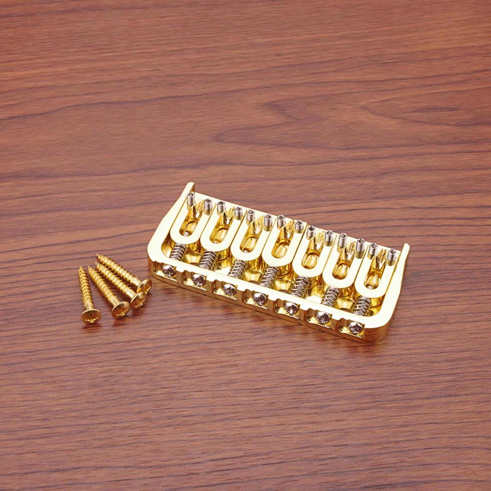 LeeQinersw 7 String Saddle Bridge Durable Gold Replacement ST Style Upgrade Through Body for Electric Guitar Electric Bridge Parts Guitar Accessories