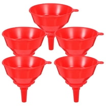 TABLZONE Red Plastic Filling Spout Funnel 5-Pack for Easy Oil Transfer and Liquid Pouring