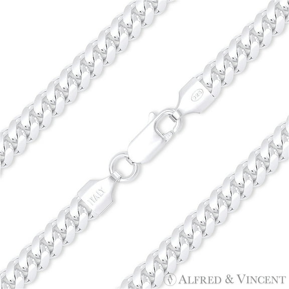 4.9mm Miami Cuban / Curb Link Italian Chain Bracelet in Solid .925 Sterling Silver