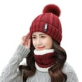 thumbnail image 1 of GDREDA Unisex Winter Knit Warm Hats and Scarf Set - Purpose Ear and Windproof Design for Cold Weather Wine,One Size, 1 of 6