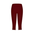 thumbnail image 4 of DDAPJ pyju Capri Leggings for Women 2025 Summer Cropped Pants Tummy Control High Waisted Yoga Capris Basic Solid Casual Workout Tights Sales Today Clearance Wine M, 4 of 7